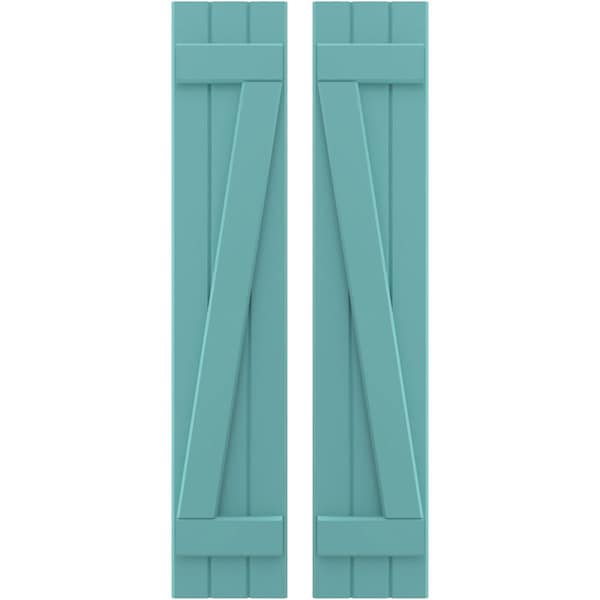 Ekena Millwork Americraft 3-Board (2 Batten) Wood Joined Board-n-Batten Shutters w/ Z-Bar, ARW102BB311X77PTH, PR ARW102BB311X77PTH - main